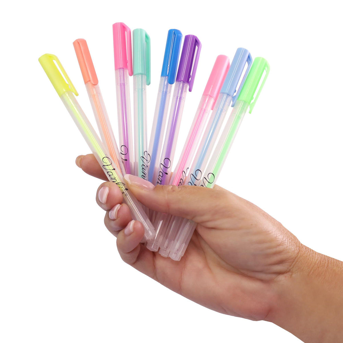 Vanli's Gel Pens for Kids and Adults, 12 Bold Colored Ballpoint Pens in Assorted Bright Ink Ideal for Black Paper, Gel Pens for Coloring, Drawing, Journaling and Scrapbooking (10 Colors Plus 2 White)