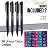 Vanli's Temporary Tattoo Markers, Removable Tattoo Kit with 6 Tattoo Pens and 30 Tattoo Stencil Papers