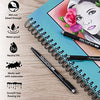 Vanli's Hardcover Mixed Media Sketch Book with Elastic Closure 9"X12", Bundled with 12 Pack Microline Pens Fine Point. Waterproof Archival Pens with Sketch Pad for Drawing