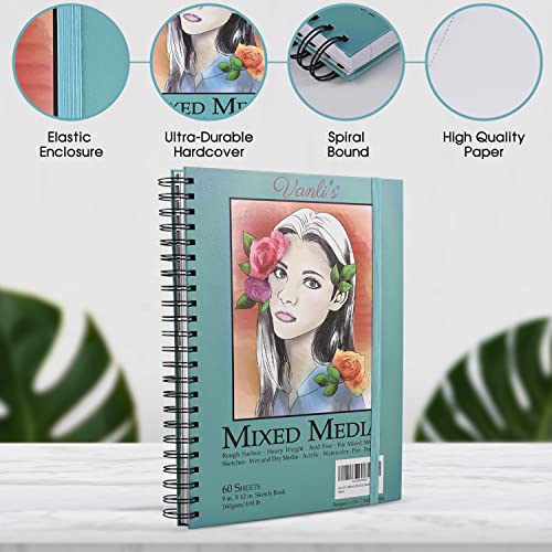 MEEDEN Mixed Media Paper Pad: 9" X 12" 112lb/165gsm Spiral
